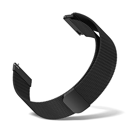 [MosFoil] 18mm 20mm 22mm 交換バンド ステンレス製 磁気バックル付き 交換ベルト 時計ストラップ マグネット式 サイズ調節可能 皮膚にやさしい 軽量 柔らかい 18ミリメートル 20ミリメートル 22ミリメートル 金属バンド 替えベルト （18mm、ブラック）